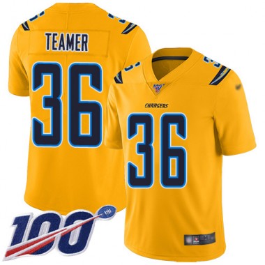 Los Angeles Chargers NFL Football Roderic Teamer Gold Jersey Men Limited 36 100th Season Inverted Legend